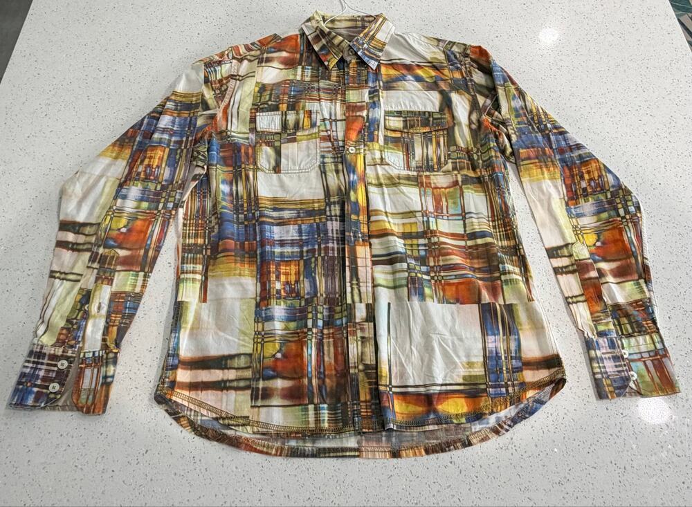 Georg Roth Men’s Long Sleeve Shirt Multicolor Abstract Print Button Up L